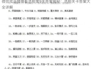 微信成语猜猜看丞相第9关答案揭秘：丞相关卡答案大全详解