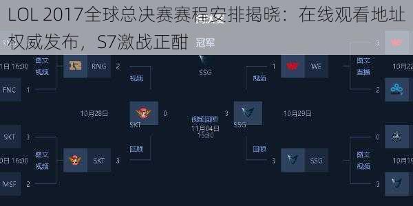 LOL 2017全球总决赛赛程安排揭晓：在线观看地址权威发布，S7激战正酣
