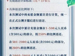 《古龙群侠传2手游盛大开启测试，充值返利规则公告正式发布》