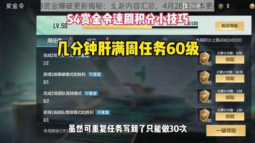 CF手游4.28赏金爆破更新揭秘：全新内容汇总，4月28日版本更新重点解析