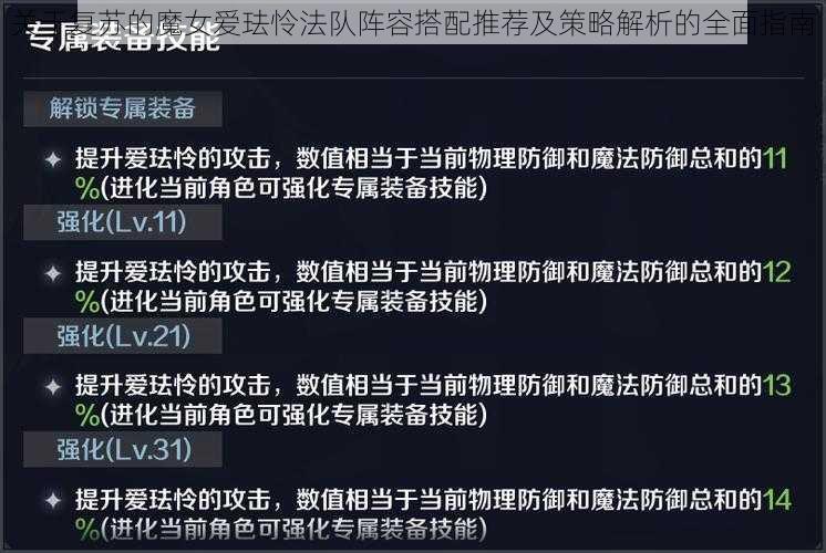 关于复苏的魔女爱珐怜法队阵容搭配推荐及策略解析的全面指南