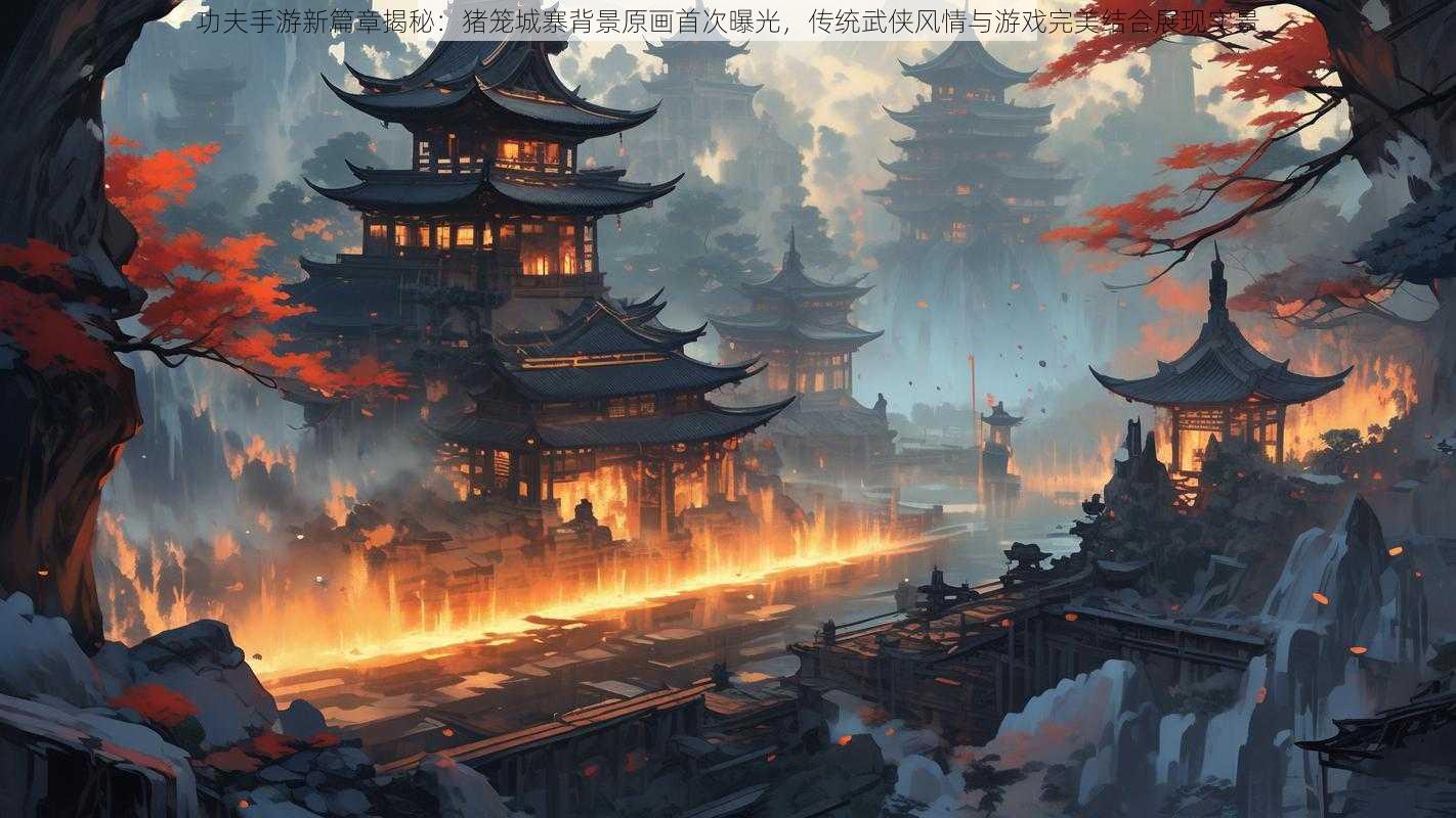 功夫手游新篇章揭秘：猪笼城寨背景原画首次曝光，传统武侠风情与游戏完美结合展现实景